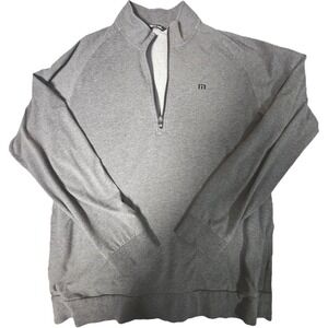 Travis Mathew Grey Men's 3/4 Zip Knit Pullover Sweater Sweatshirt cRc Logo XL